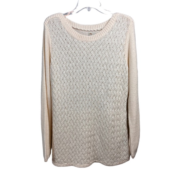 Bob Timberlake Sweaters - Bob Timberlake Basket Weave Size L Wood blend Shimmering Sweater White holiday